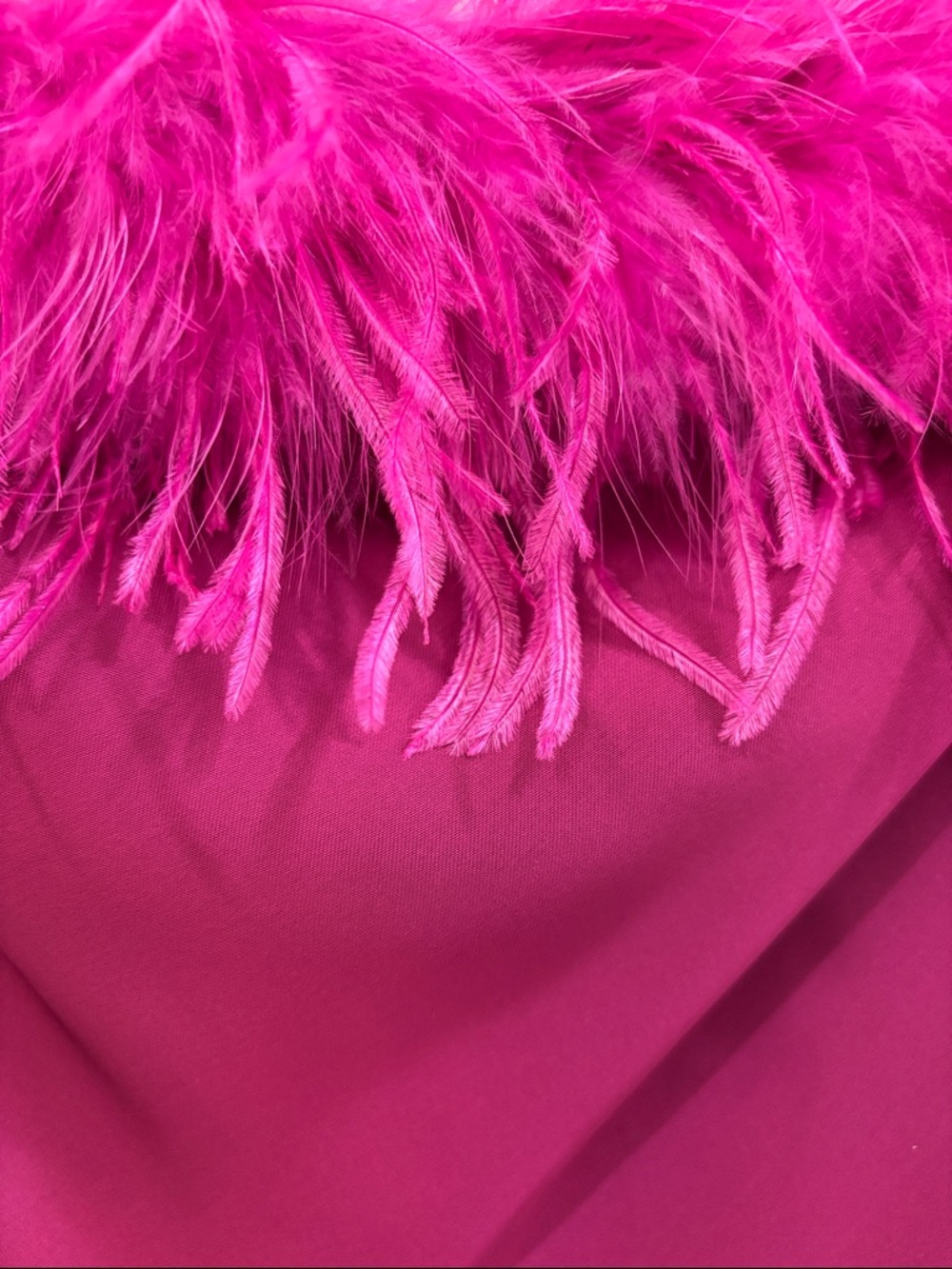 Strapless Feather-Trim Gown - Magenta - Picture 4 of 8